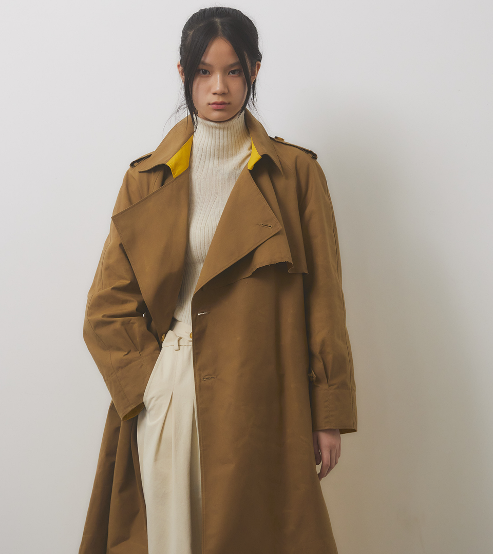 mononavy waxed trench coat